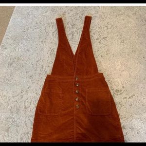 Corduroy overall dress! Mini. Beautiful rusty brown. All buttons in tact.
